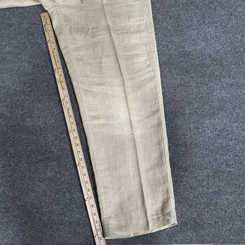 Castagne Linen Pants Mens XLT Natural Drawstring Elastic Waist Casual Relaxed